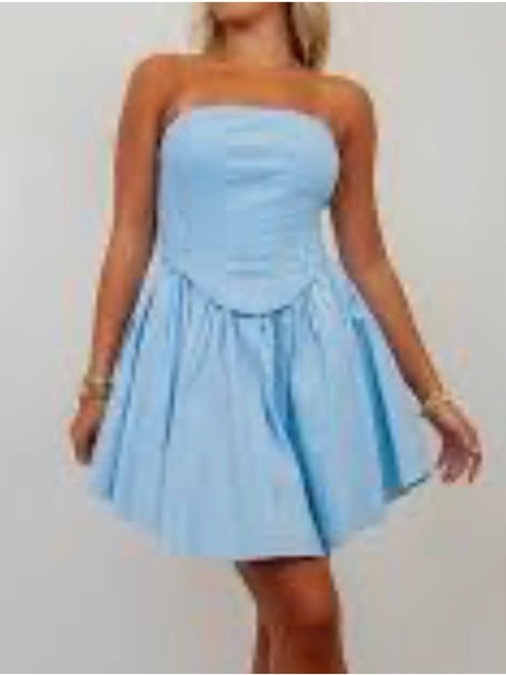 BABY PINK Decklan Corset Strapless Babydoll Mini Dress Light Blue L Dance Party